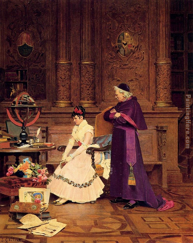 The Reprimand painting - Jehan Georges Vibert The Reprimand art painting